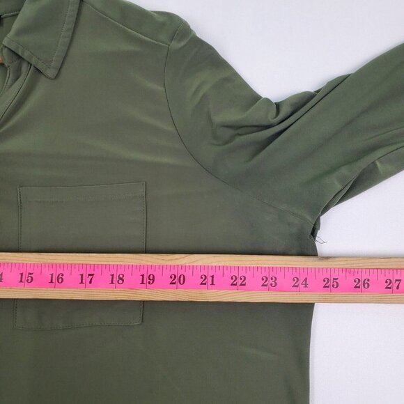 Roz & Ali Womens 3/4 Sleeve Olive Green Button Front Blouse Top Plus Size 2X - Picture 13 of 15